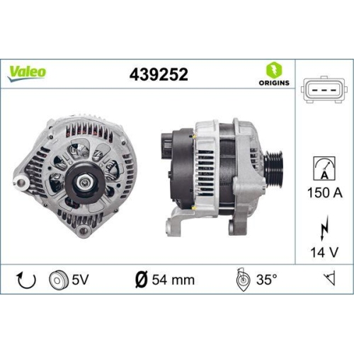 VALEO Generator VALEO ORIGINS NEW OE TECHNOLOGIE 439252