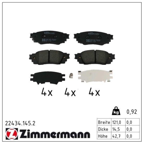 ZIMMERMANN Bremsbelagsatz, Scheibenbremse 22434.145.2