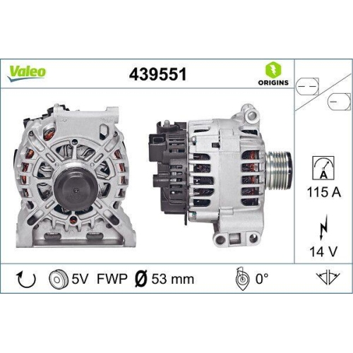VALEO Generator VALEO ORIGINS - NEW O.E. TECHNOLOGIE 439551