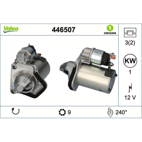 VALEO Starter VALEO ORIGINS - NEW O.E. TECHNOLOGIE 446507