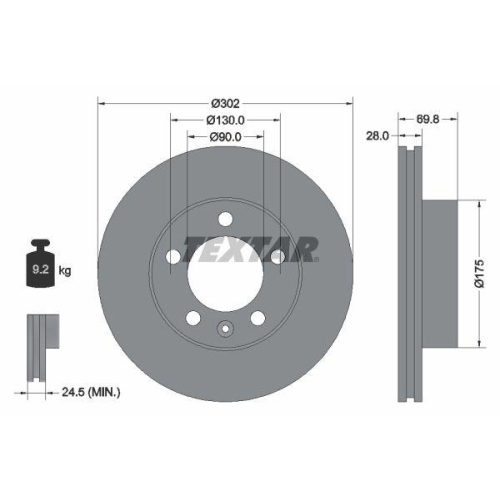 TEXTAR Bremsscheibe 92228600