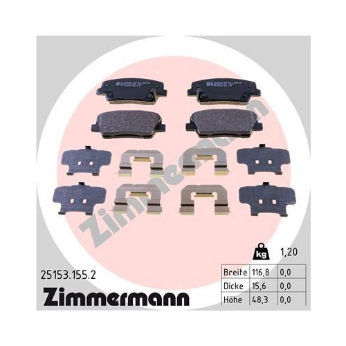 ZIMMERMANN Bremsbelagsatz, Scheibenbremse 25153.155.2