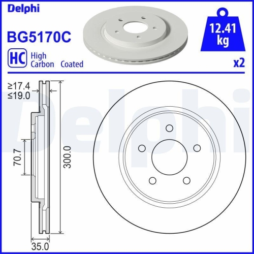 DELPHI Bremsscheibe BG5170C