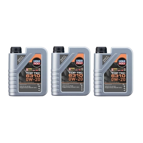 Motoröl Motorenöl Top Tec 6310 0W-20 Liqui Moly 3 Liter Kanister PSA B71 2010