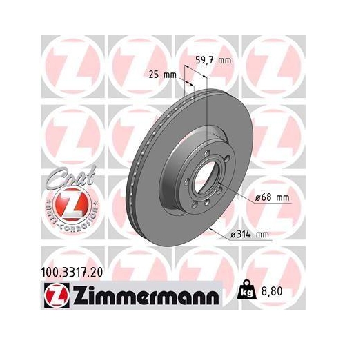 ZIMMERMANN Bremsscheibe COAT Z 100.3317.20