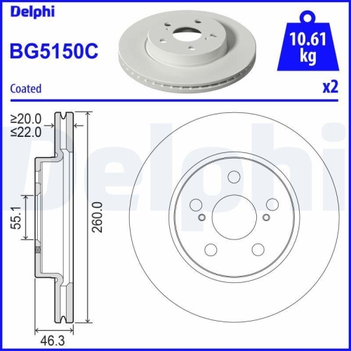 DELPHI Bremsscheibe BG5150C