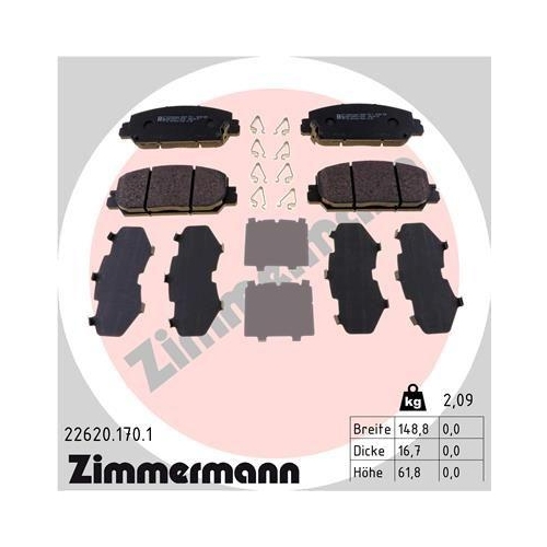 ZIMMERMANN Bremsbelagsatz, Scheibenbremse 22620.170.1