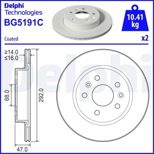 DELPHI Bremsscheibe BG5191C