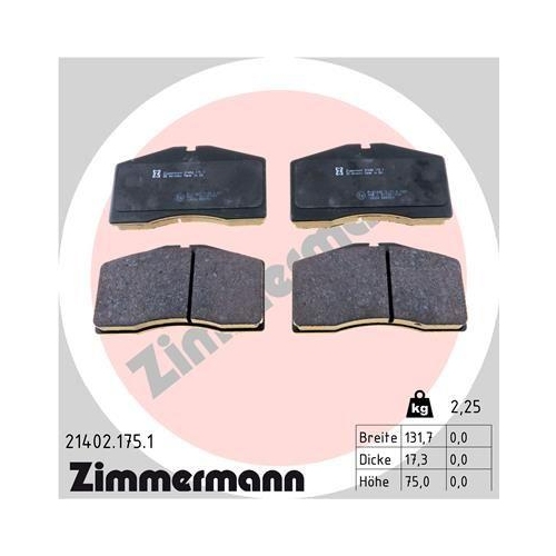ZIMMERMANN Bremsbelagsatz, Scheibenbremse 21402.175.1