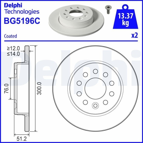 DELPHI Bremsscheibe BG5196C