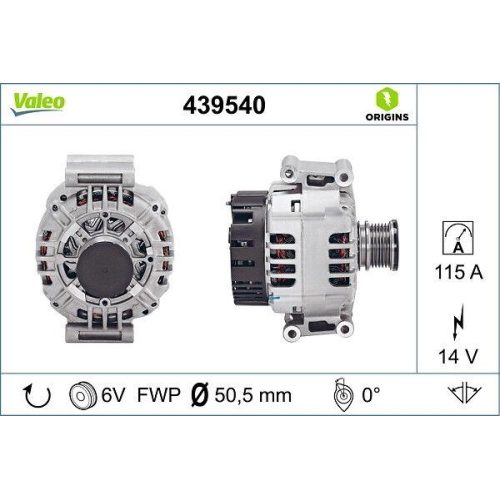 VALEO Generator VALEO ORIGINS NEW OE TECHNOLOGIE 439540