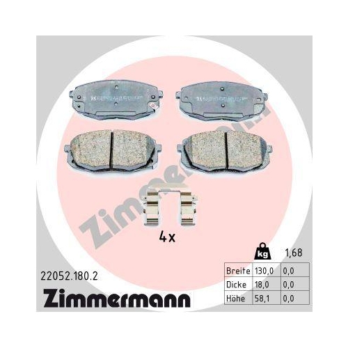 ZIMMERMANN Bremsbelagsatz, Scheibenbremse 22052.180.2