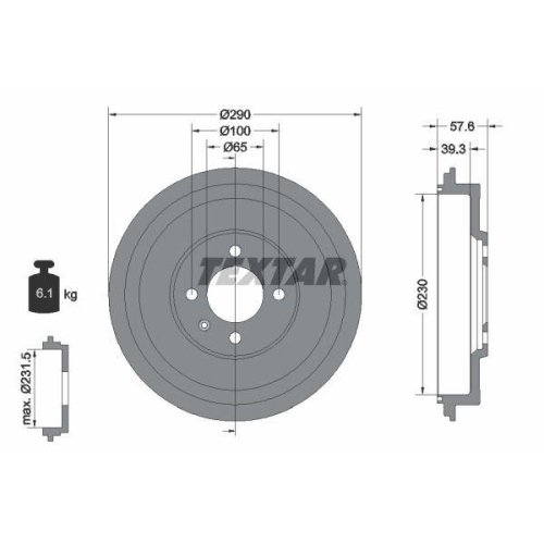 TEXTAR Bremstrommel 94029500