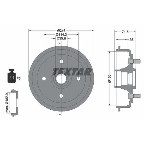 TEXTAR Bremstrommel 94030200