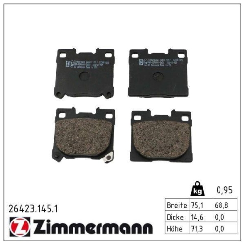 ZIMMERMANN Bremsbelagsatz, Scheibenbremse 26423.145.1