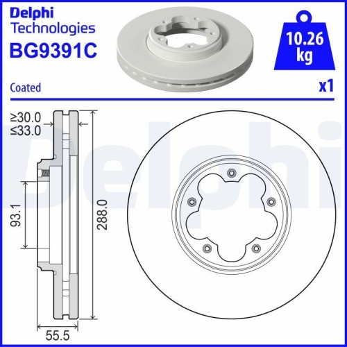 DELPHI Bremsscheibe BG9391C