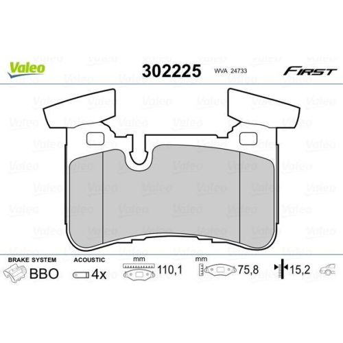 VALEO Bremsbelagsatz, Scheibenbremse FIRST 302225