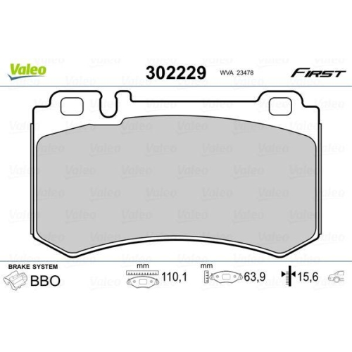 VALEO Bremsbelagsatz, Scheibenbremse FIRST 302229