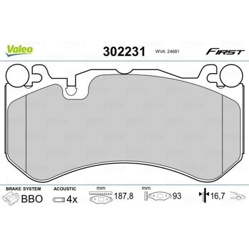 VALEO Bremsbelagsatz, Scheibenbremse FIRST 302231