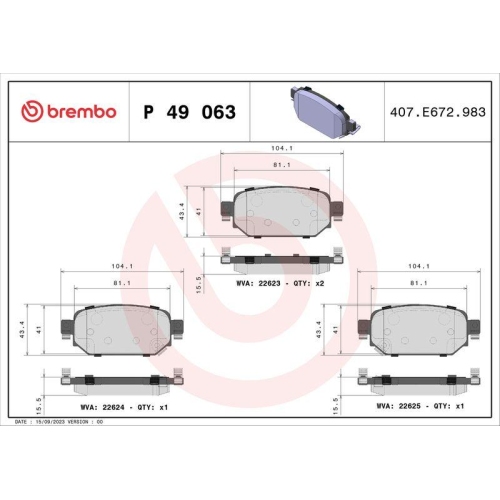 BREMBO Bremsbelagsatz, Scheibenbremse PRIME LINE P 49 063