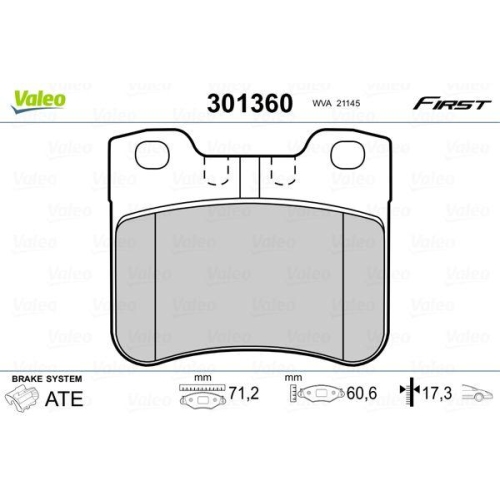 VALEO Bremsbelagsatz, Scheibenbremse FIRST 301360