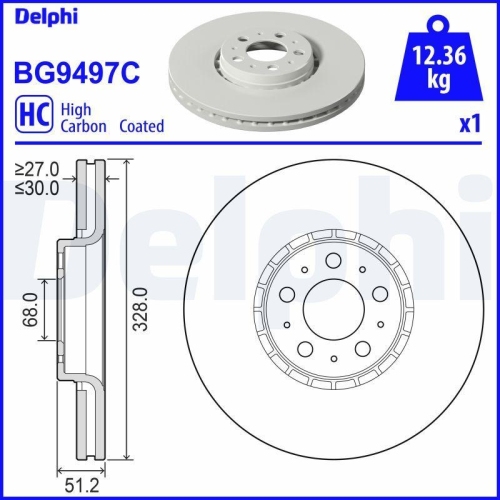 DELPHI Bremsscheibe BG9497C