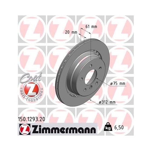ZIMMERMANN Bremsscheibe COAT Z 150.1293.20