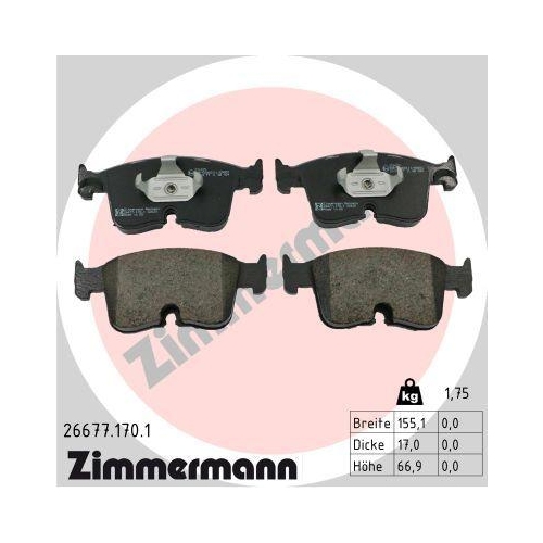 ZIMMERMANN Bremsbelagsatz, Scheibenbremse 26677.170.1