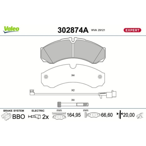 VALEO Bremsbelagsatz, Scheibenbremse EXPERT 302874A