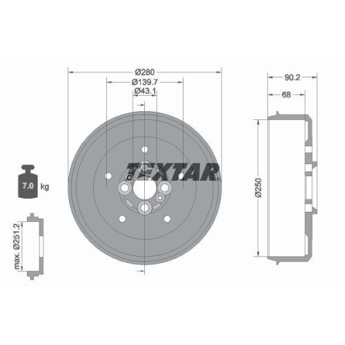 TEXTAR Bremstrommel 94030600