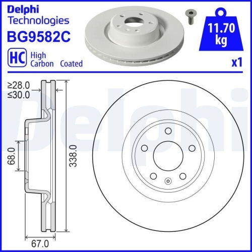 DELPHI Bremsscheibe BG9582C