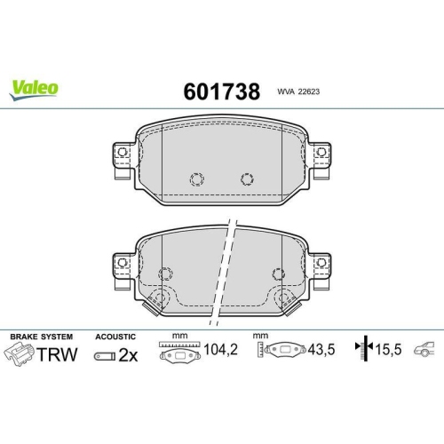 VALEO Bremsbelagsatz, Scheibenbremse 601738