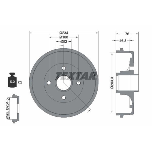 TEXTAR Bremstrommel 94033800