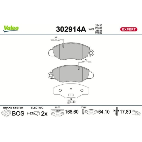 VALEO Bremsbelagsatz, Scheibenbremse EXPERT 302914A