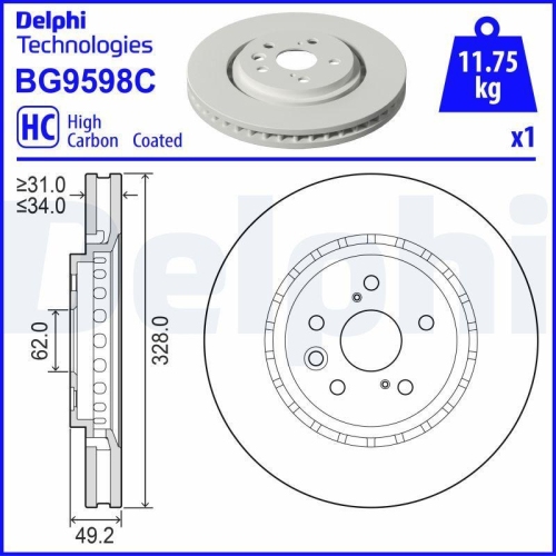 DELPHI Bremsscheibe BG9598C