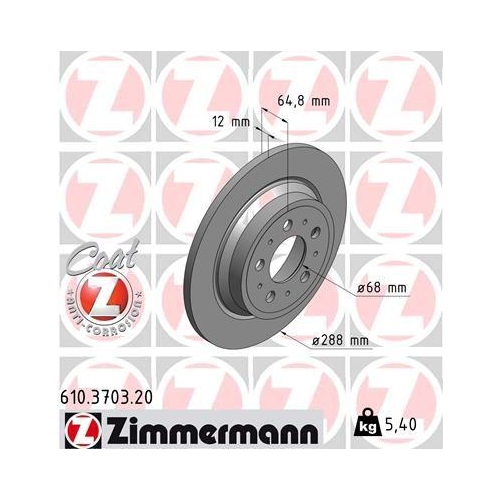 ZIMMERMANN Bremsscheibe COAT Z 610.3703.20