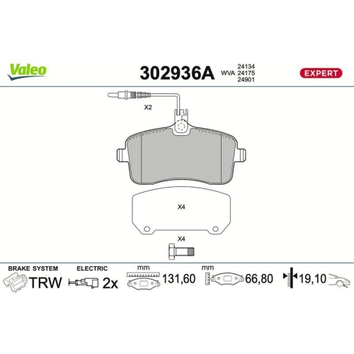 VALEO Bremsbelagsatz, Scheibenbremse EXPERT 302936A