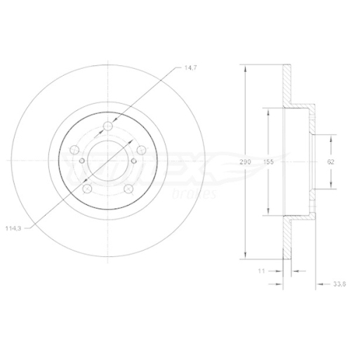 TOMEX Brakes Bremsscheibe TX 72-86