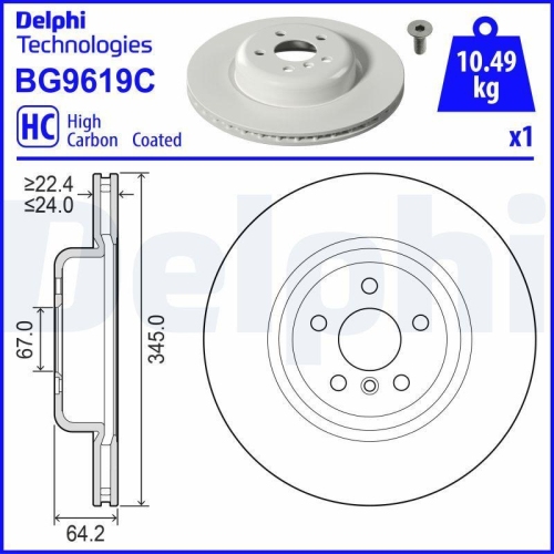 DELPHI Bremsscheibe BG9619C