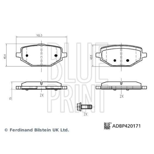 BLUE PRINT Bremsbelagsatz, Scheibenbremse ADBP420171