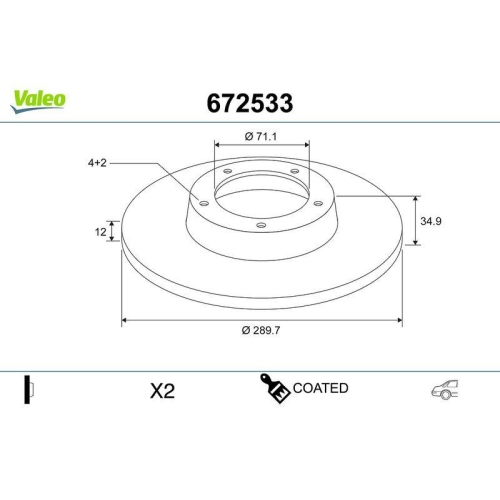 VALEO Bremsscheibe COATED 672533