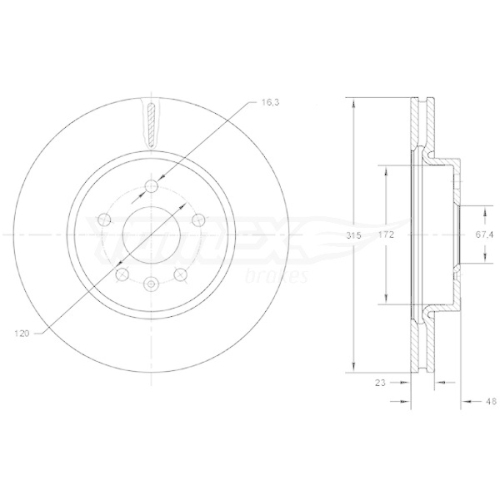 TOMEX Brakes Bremsscheibe TX 72-97