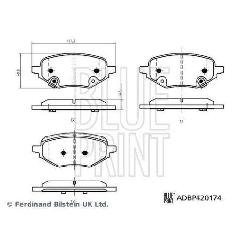 BLUE PRINT Bremsbelagsatz, Scheibenbremse ADBP420174