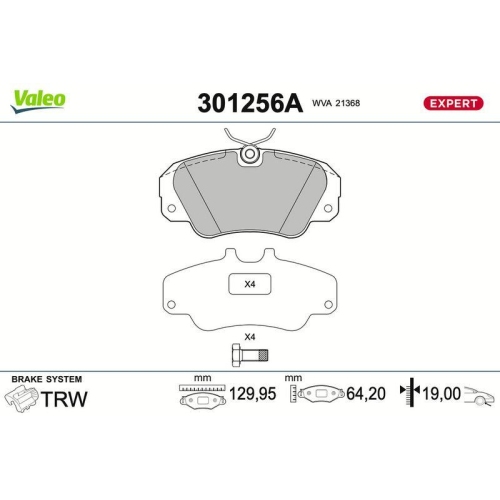 VALEO Bremsbelagsatz, Scheibenbremse EXPERT 301256A