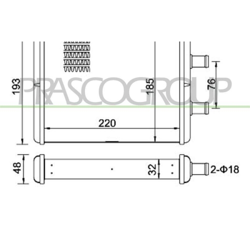 PRASCO W&auml;rmetauscher, Innenraumheizung PrascoSelection FT927H001