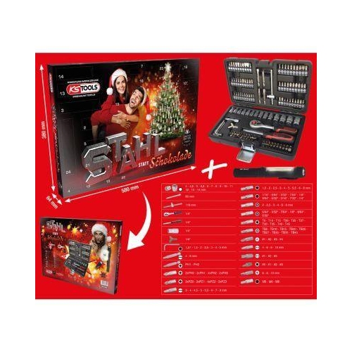 Adventskalender, Steckschl&uuml;ssel-Satz 131-tlg KS TOOLS 999.4444