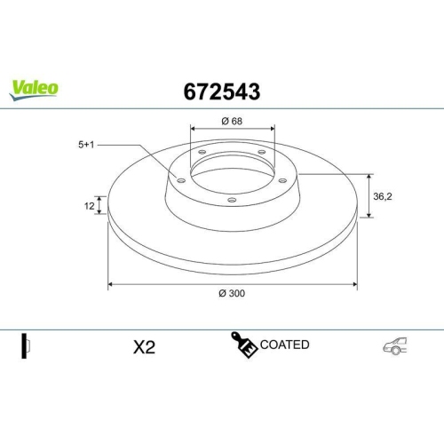 VALEO Bremsscheibe COATED 672543
