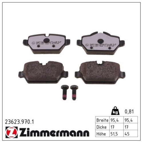 ZIMMERMANN Bremsbelagsatz, Scheibenbremse rd:z 23623.970.1