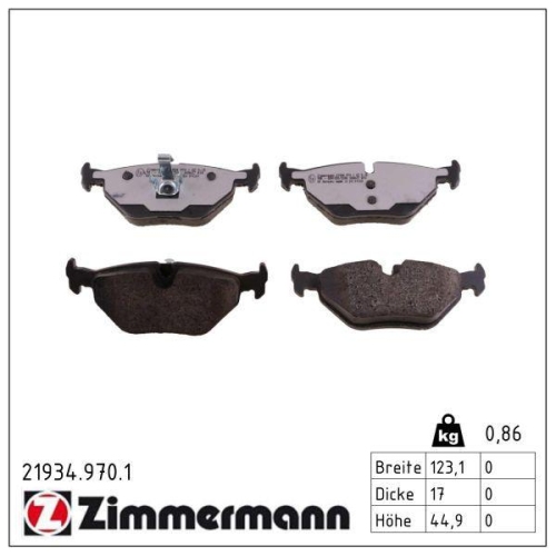 ZIMMERMANN Bremsbelagsatz, Scheibenbremse rd:z 21934.970.1