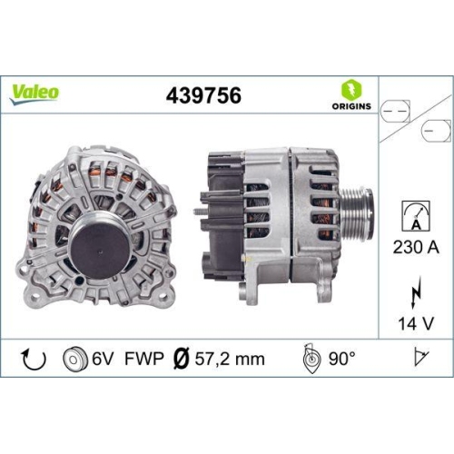 VALEO Generator VALEO ORIGINS - NEW O.E. TECHNOLOGIE 439756